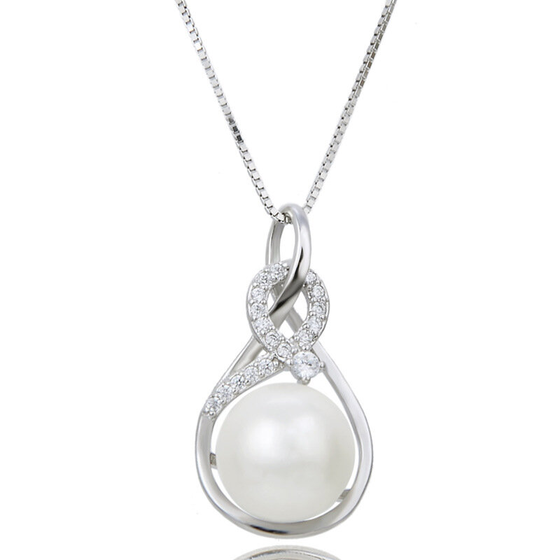 Collana di perle d'acqua dolce in argento Sterling 925 genuino ciondolo donna argento 925 gioielli Bizuteria Collares pendenti di perle ragazze
