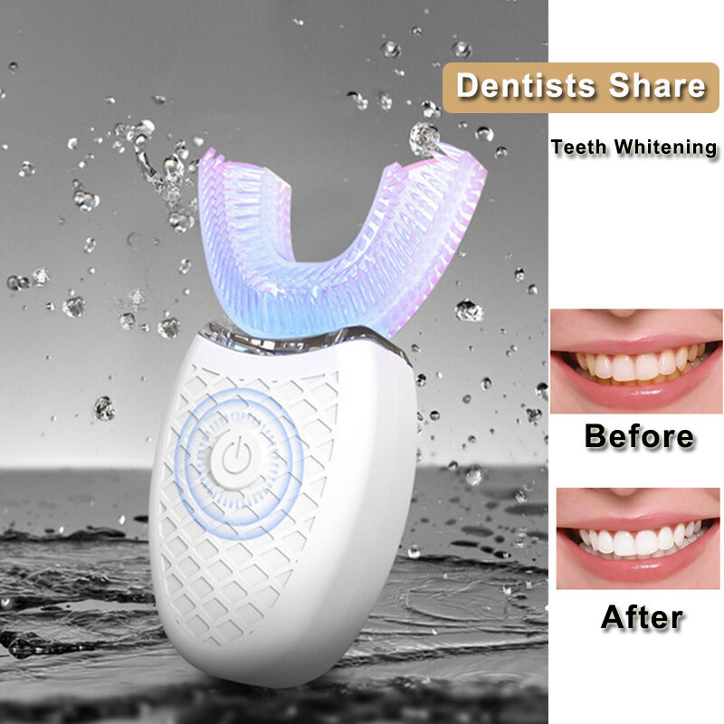 CATLION – brosse à dents électrique sonique en silicone, Rechargeable par Usb, étanche Ipx8, U 360, nettoyeur de têtes, blanchiment des dents