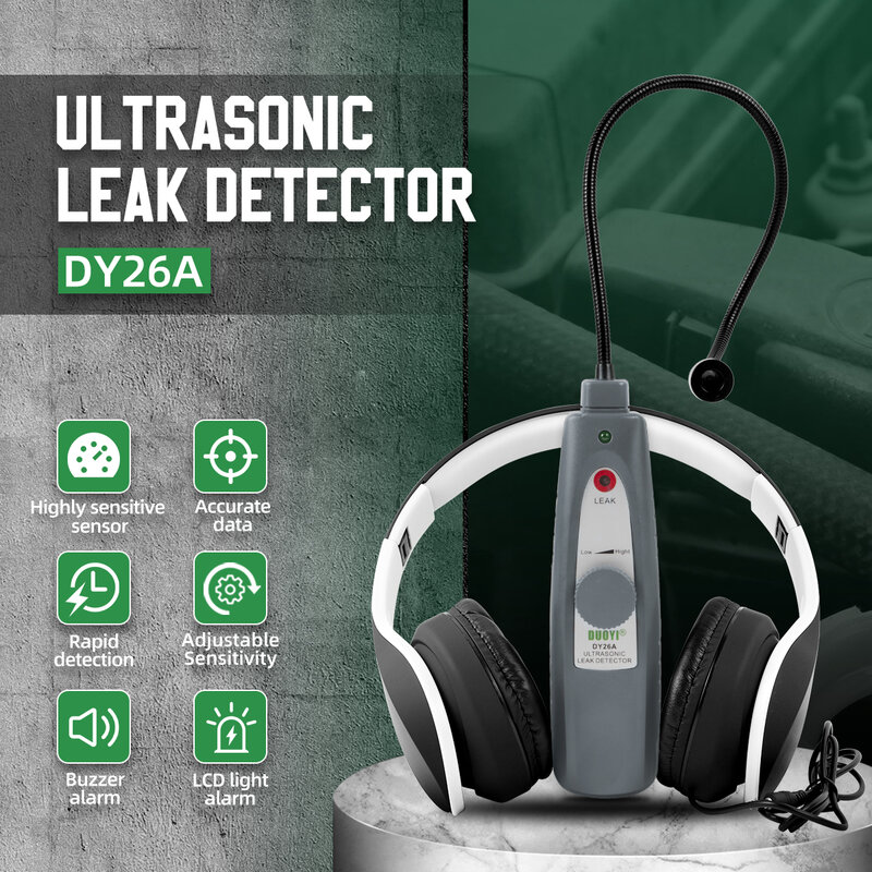 Duoyi dy26a ferramenta ultra-sônica detector de vazamento para halogênio freon hvac gás vazamento de água pressão do carro vácuo detectar com tubo receptor