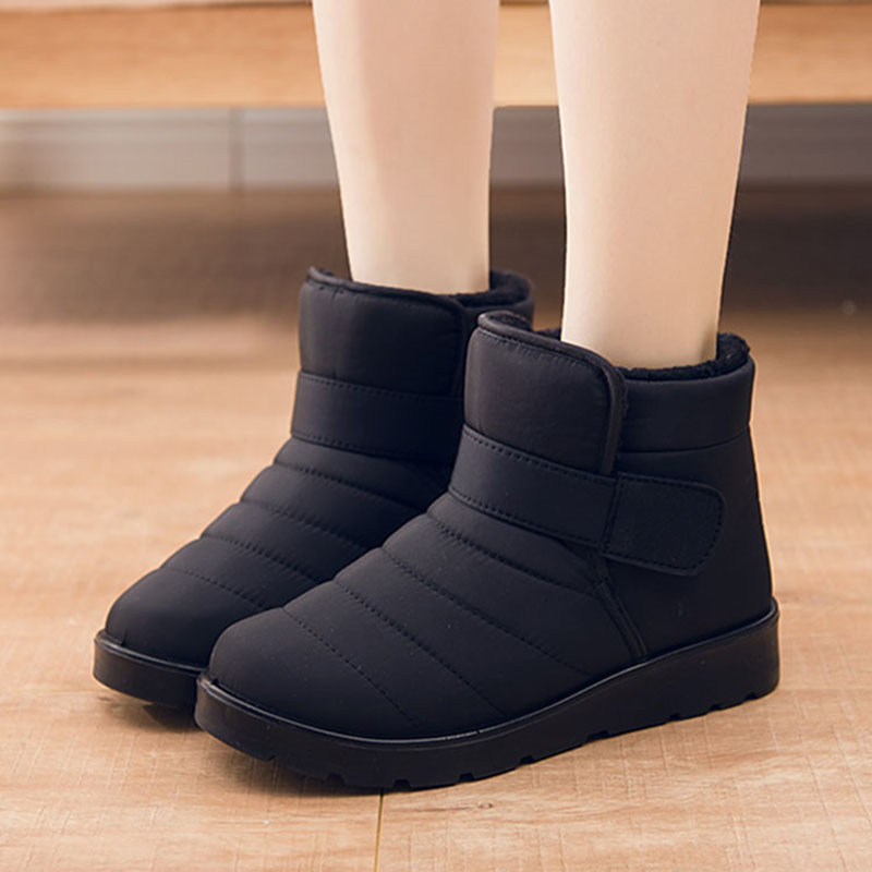 Ботинки женские для снежной погоды, Мягкие Водонепроницаемые полусапожки на платформе, без застежки, плоская подошва, зимняя обувь
