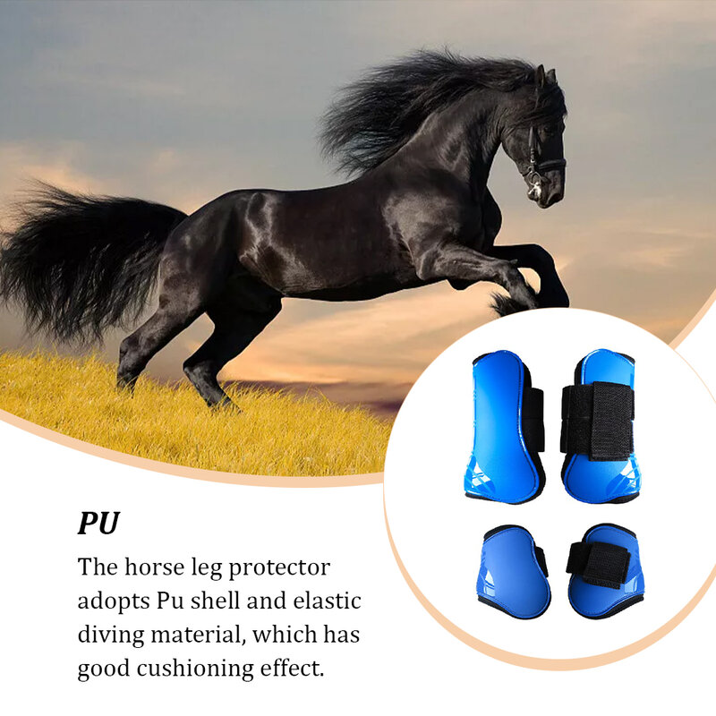2 Pair Equestrian Supplies Horse Shin Guards Jumping Front Leg Protection Boots Wear-resistant Protective Gear Wrist Pads