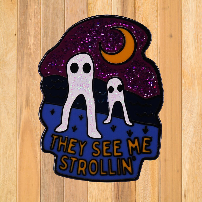 A0560 They See me Strolling ghost Enamel Pin Badges on Backpack Men Women Brooch Clothing Briefcase Badges Lapel Pins