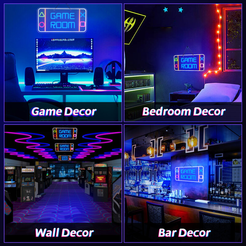 Led Game Room Neon Signs Good Vibes Dimmable Neon Lights for Bedroom Wall Game Zone Gaming Decor Room Decor Boys Teen Kids Gifts