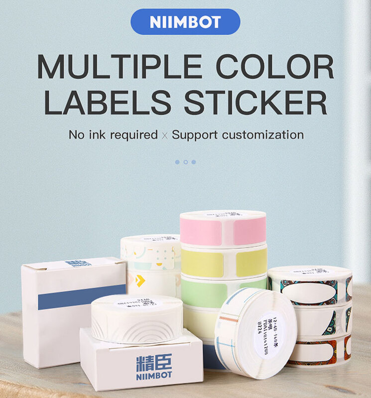 Niimbot D11 D110 D101 Label Maker เปลี่ยนสติกเกอร์ที่มีสีสันโปร่งใสสีขาวเทปพิมพ์กันน้ำฉีกขาดกระดาษ