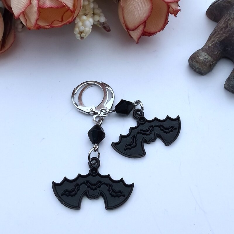 1 Paar Bat Bedels Drop Oorbellen Voor Vrouwen Sieraden Halloween Sieraden Accessoires Creatieve Halloween Vleermuis Oorbellen