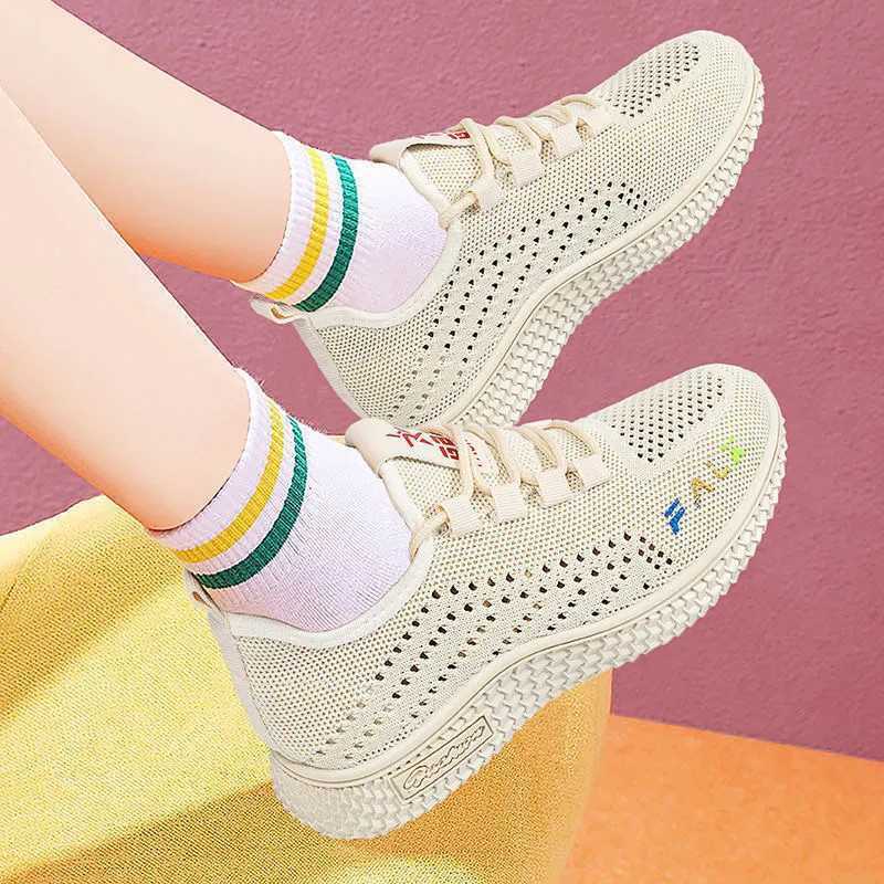 Shoes Women's 2022 Summer New Flying Woven Running Shoes Soft Bottom Breathable Casual Sports Shoes  Tennis Ladies Shoes