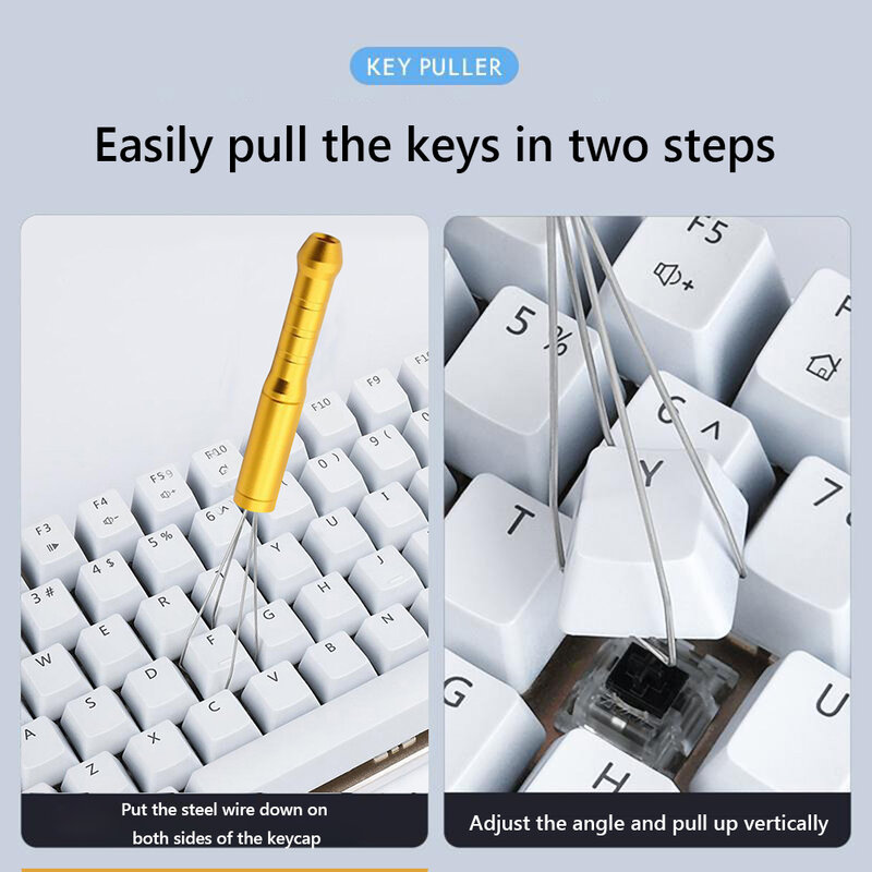 Três-seção chave extrator liga de alumínio keycap remoção ferramentas de manutenção teclado keycap extrator removedor ajustável para cereja mx
