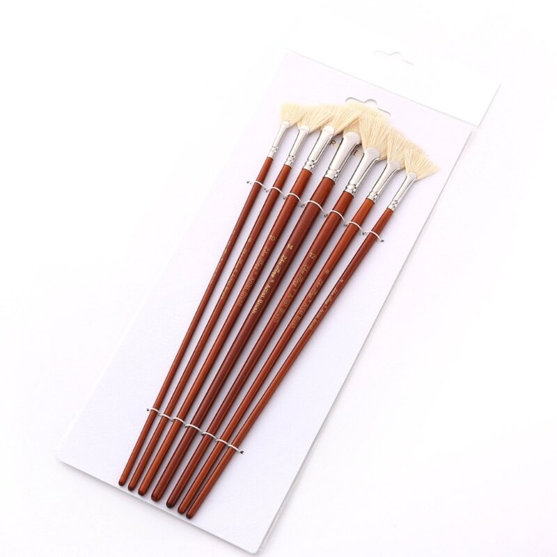 7pcs Soft Anti-Shedding Bristle Brush for Acrylic Watercolor Oil Gouche Painting New Dropship