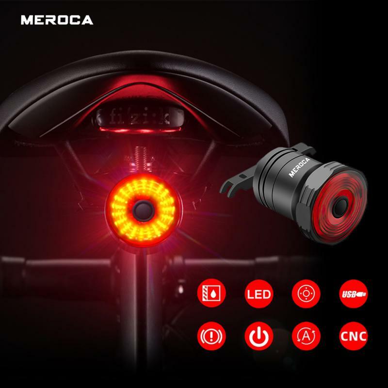 Meroca自転車リアライトスマートブレーキランプサイクリングテールレンズ 자전거 라이트 充電式ライト自転車リアライト自転車高可視性