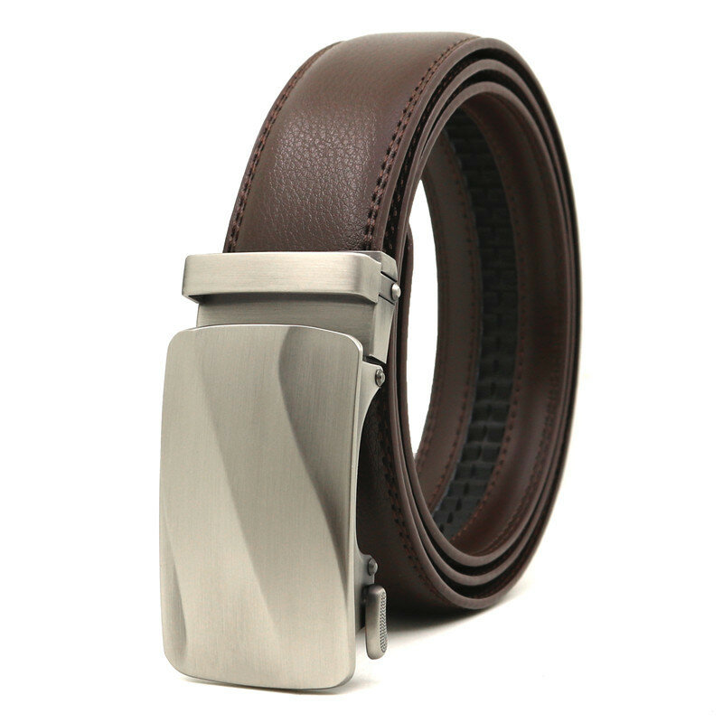 Cinturón de deposición automática para hombre, pantalones vaqueros de moda de cuero de vaca de dos capas, cinturón occidental, calidad de diseño