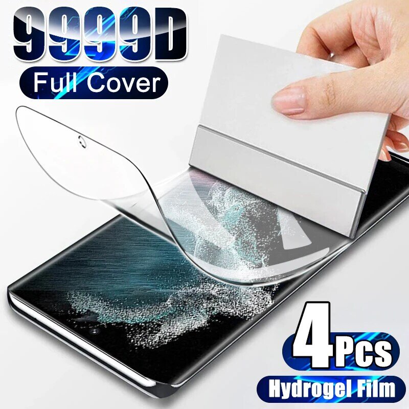 4 Buah Pelindung Layar Film Hidrogel untuk Samsung Galaxy S10 S20 S9 S8 S21 S22 Plus Ultra FE Note 20 8 9 10 Plus Pelindung Layar