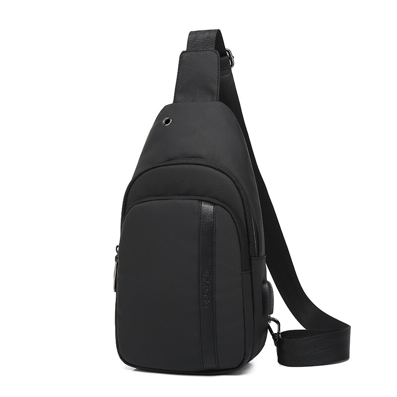 Легкая мужская сумка-мессенджер POSO, нейлоновая нагрудная сумка 14 дюймов, водонепроницаемая кросс-боди с USB-портом для зарядки, для велосипед...