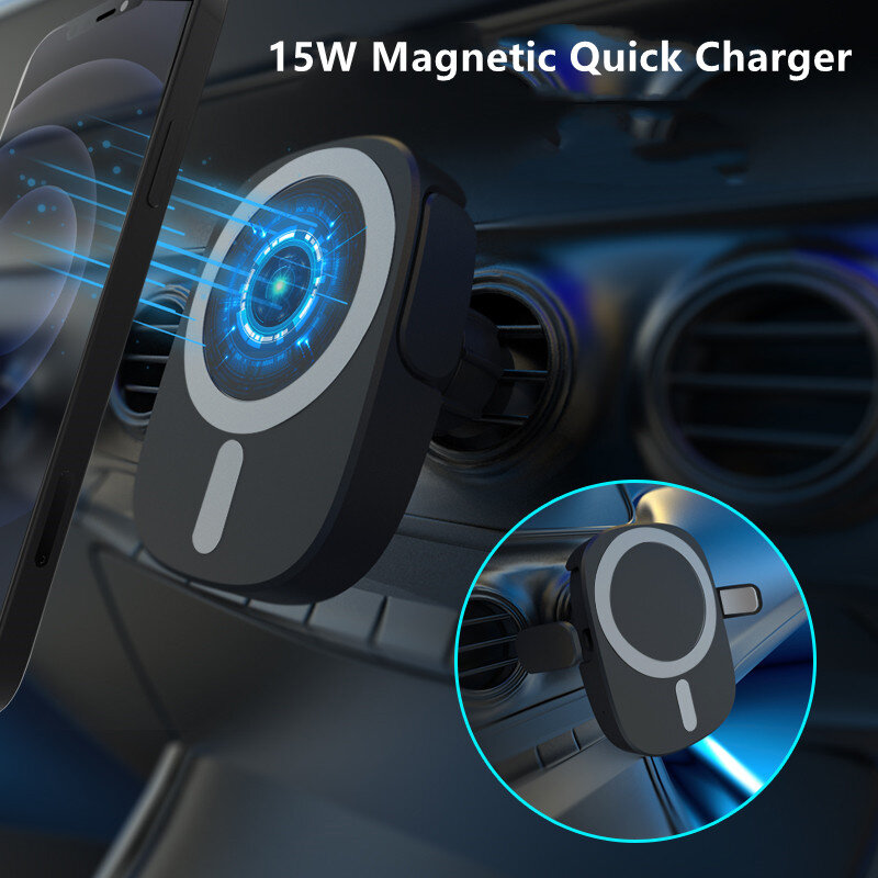 Magnético carregador sem fio suporte do telefone do carro para o iphone 13 12 11 pro max xiaomi carregamento rápido infravermelho sensor de ventilação ar montagem suporte
