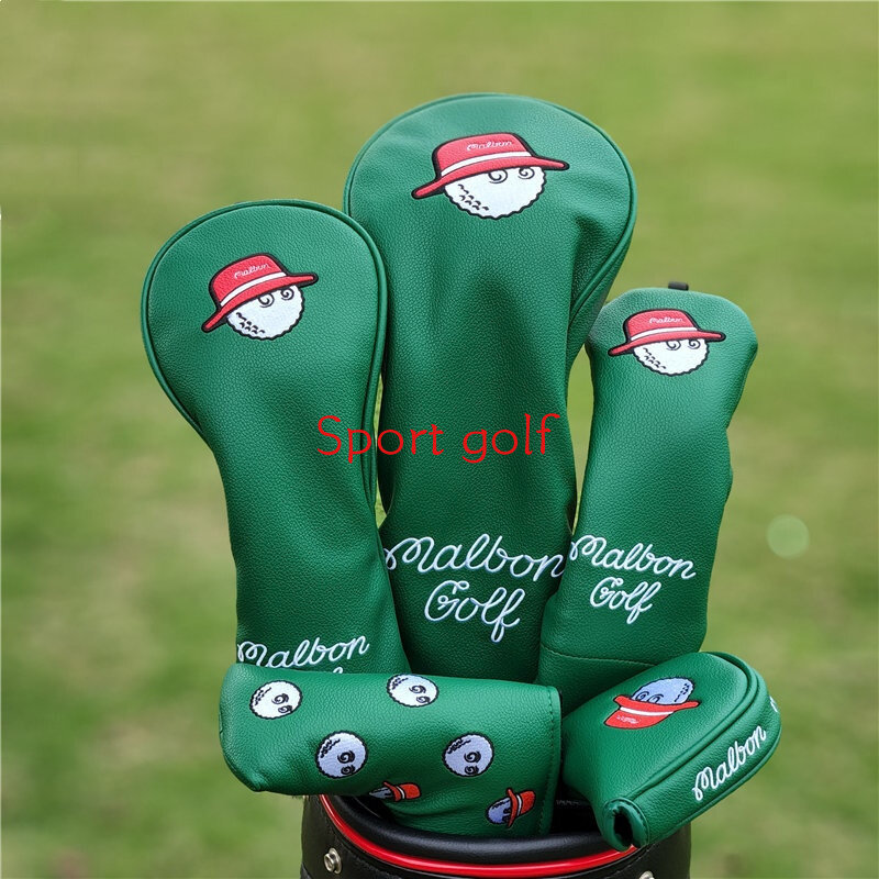 Malbon Fisherman's Hat Design Golf Club Driver Fairway Wood Hybrid Putter and Mallet Putter Head Protect Cover Golf Headcover