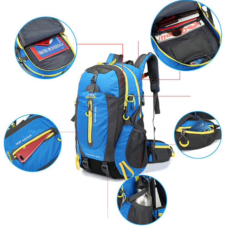 40L Men's Hiking Outdoor Backpack Climbing Travel Trekking Rucksack Sport Camping Backpack School Bag Pack For Male Female Women
