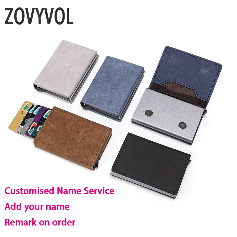 ZOVYVOL 카드 및 홀더 신상 PU 가죽 마그네틱 박스 RFID 차단 남성용 신용 은행 카드 지갑 케이스, 작은 지갑 여행용 동전 사용