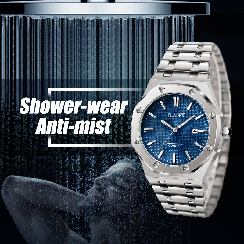 Часы наручные PLADEN Мужские кварцевые, роскошные брендовые деловые модные классические водонепроницаемые, из нержавеющей стали