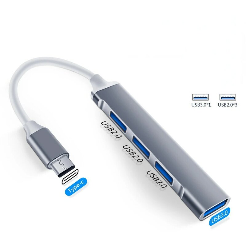 USB Komputer C HUB 3.0 Tipe C 3.1 3/4 Port Adaptor Multi Splitter USB OTG untuk Macbook Pro 13 15 Air Mi Pro Aksesori PC