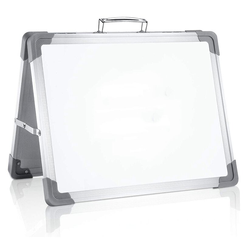 Small Dry Erase Board - 16 inch x 12 inch Magnetic Double Sided Desktop Whiteboard Portable Easel with Stand & Holder