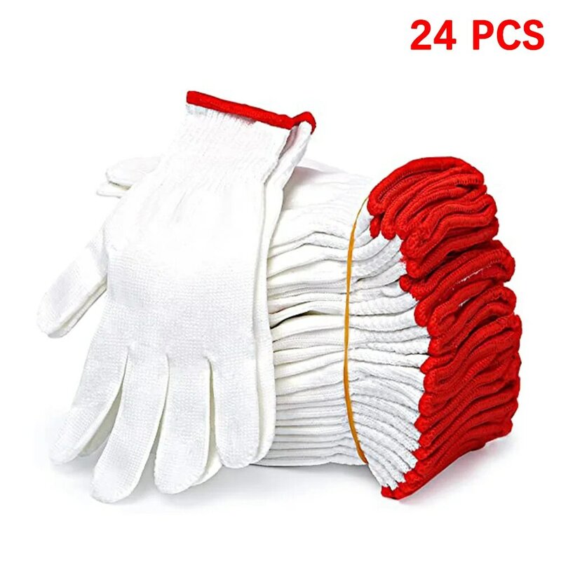 Хлопковые рабочие перчатки, вязаные легкие рабочие защитные перчатки, эластичные защитные рабочие перчатки для строительства и обслуживания транспортных средств