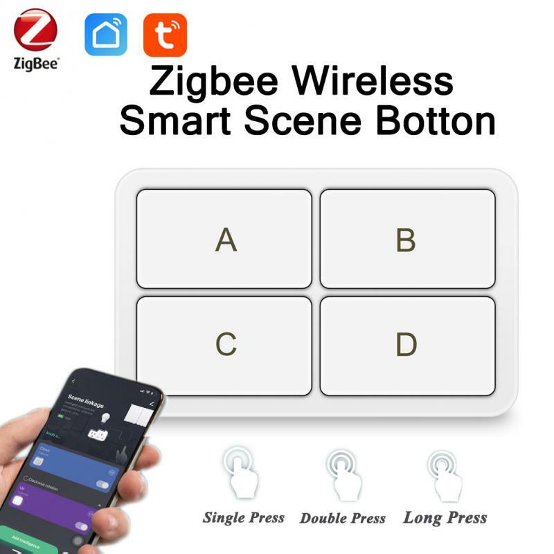 Smart Home Wireless Smart Button Switch Tuya One Key Light Switches 4gang Zigbee Scene Switch New Diy