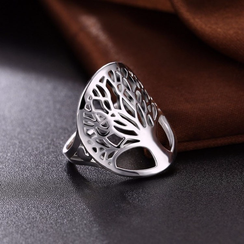 4 шт./компл. элегантное серебряное ожерелье/серьги/браслет/кольцо с подвеской из дерева жизни