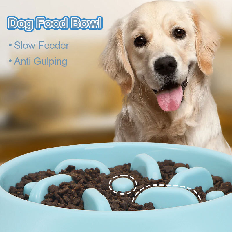 Cuencos de alimentación para perros y mascotas, comedero lento para cachorros y gatos, plato de plástico antigoteo, suministros para mascotas