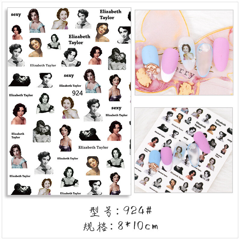 Autocollants pour ongles, étiquette de décoration, Sexy reine Marilyn Monroe, adhésifs, Designs créatifs, filigrane, 1 pièce