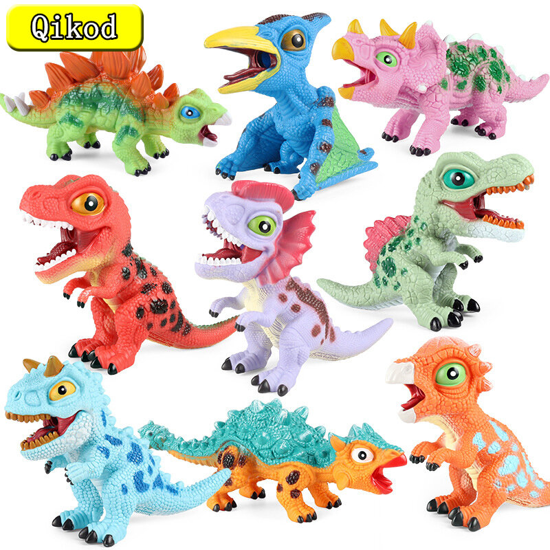 Children's Rubber Smulation Dinosaur Model Hollow Tyrannosaurus Triceratops Swollen Head Press Sounding Toy Kids Favorites Gifts