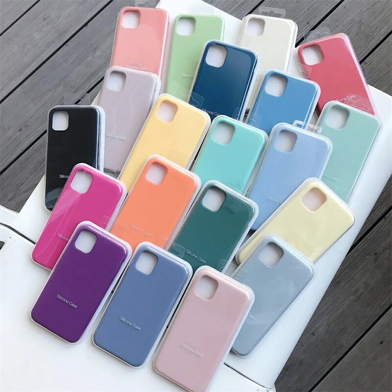 Officiële Originele Siliconen Case Voor Apple Iphone 11 12 13 14 Pro Max Xr X Xs Case Voor Iphone 13 12 Mini 7 8 14 Plus Volledige Cover