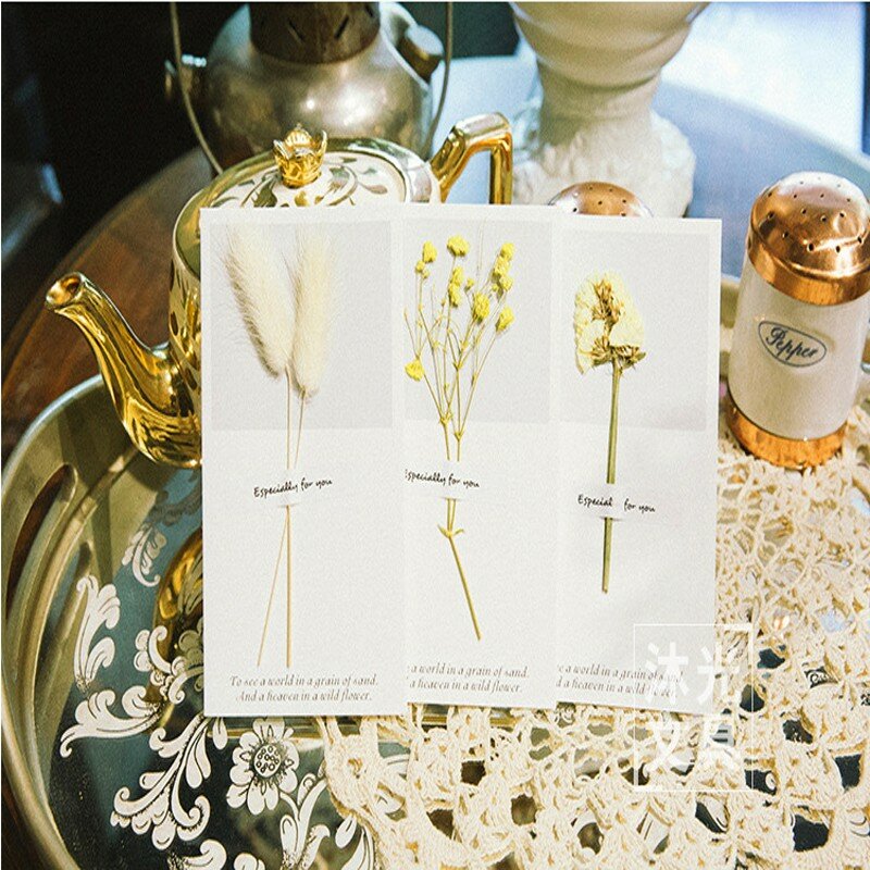 Flores secas de Gypsophila hechas a mano, tarjeta de invitación de boda, cumpleaños, Navidad, Acción de Gracias, tarjetas de felicitación, 10 Uds.