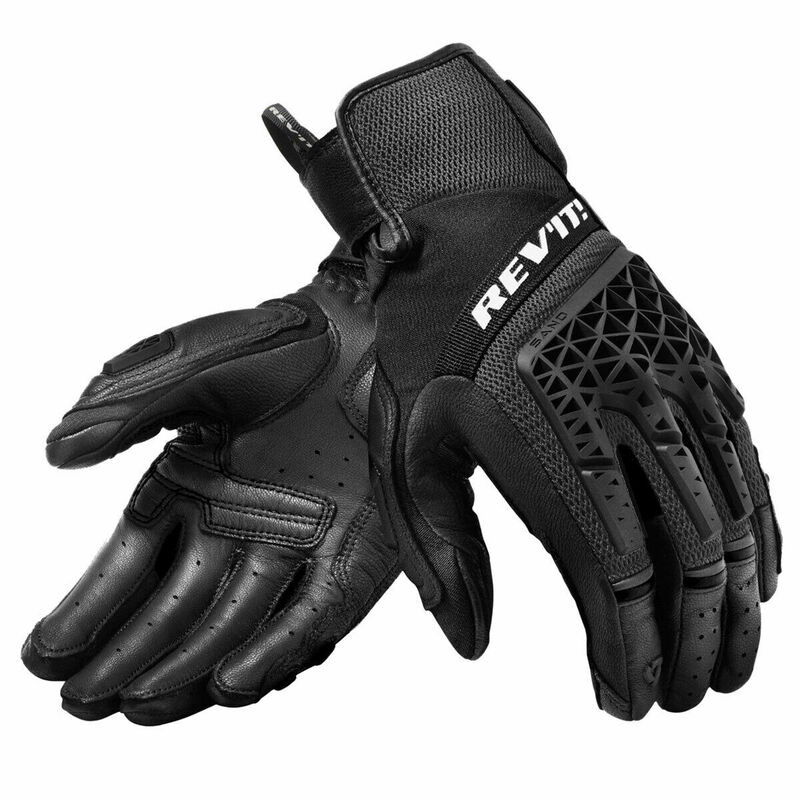 Revit Sand 4-guantes de cuero genuino para hombre, manoplas de malla para montar en motocicleta, color negro/gris, con pantalla táctil, tallas M-XXL