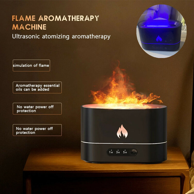 USB Flame Humidifier LED Ultrasonic Humidifier Home Desktop Essential Oil Aromatherapy Machine 3D Flame Diffuser