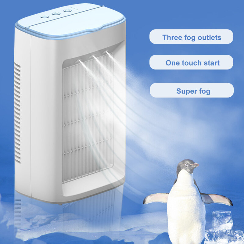 Portable 3Speeds Air Conditioner Fan Mini Evaporative Air Cooler Personal Air Humidifier Rechargeable Mini Swamp Cooler For Room