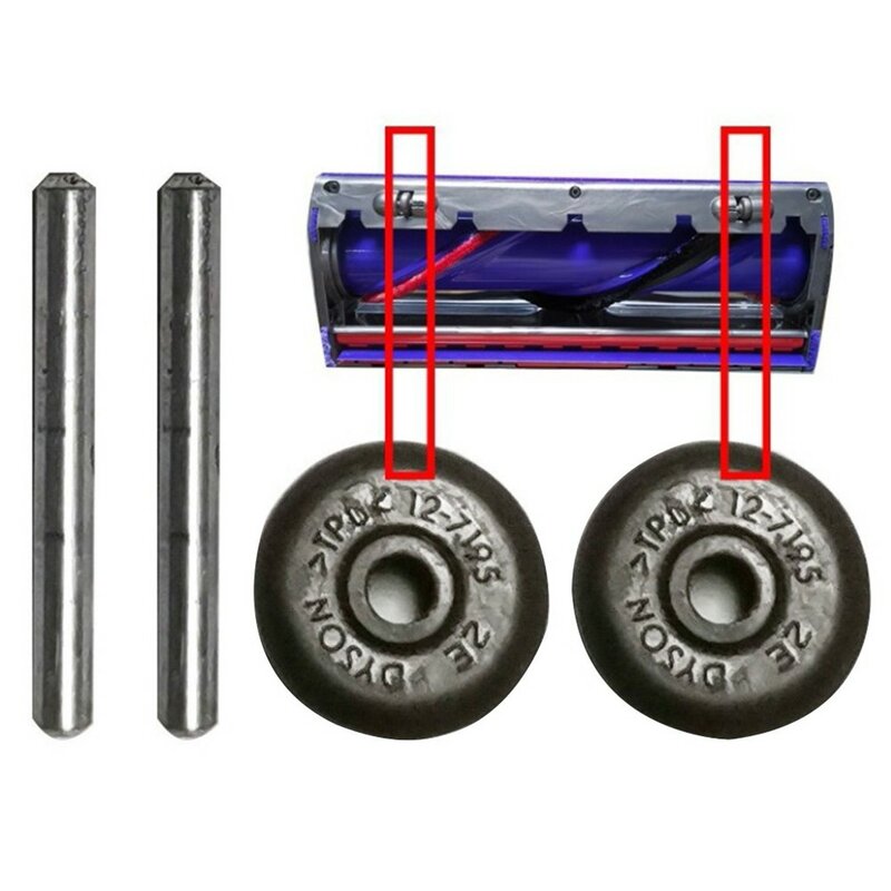 2 pces eixos e rolos (rodas pequenas) para dyson powerheads aspirador de pó peças acessórios de reposição