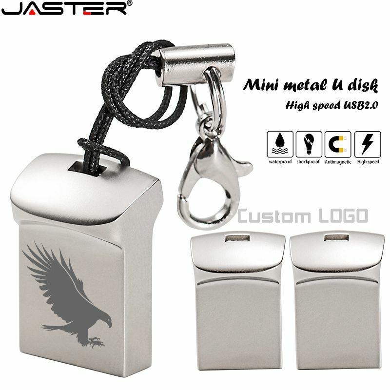 JASTER-Mini unidad flash USB de metal, 4G, 8G, 16GB, 32GB, 64GB, 128G, lápiz de memoria USB, regalo, logotipo personalizado