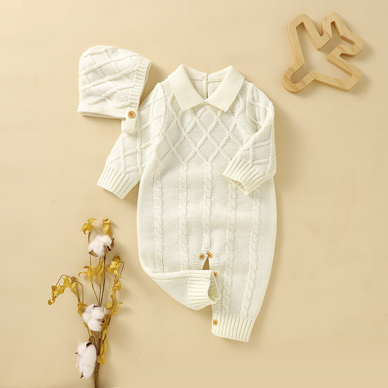Baby Rompers Autumn Winter Turtle Neck Long Sleeve Newborn Infant Kids Boys Cotton Knitted Jumpsuits Outfit Toddler Clothes 0-2Y