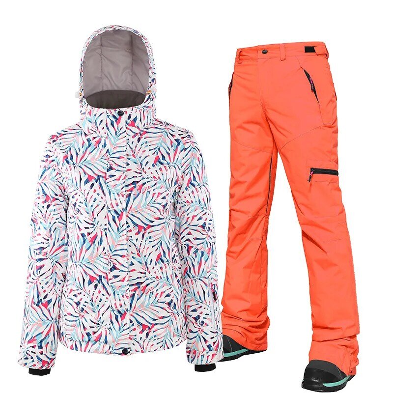 SEARIPE 여성용 스키 수트 세트, 보온 의류, 윈드브레이커, 방수 재킷, 바지, 스노보드 코트, 겨울 따뜻한 착용