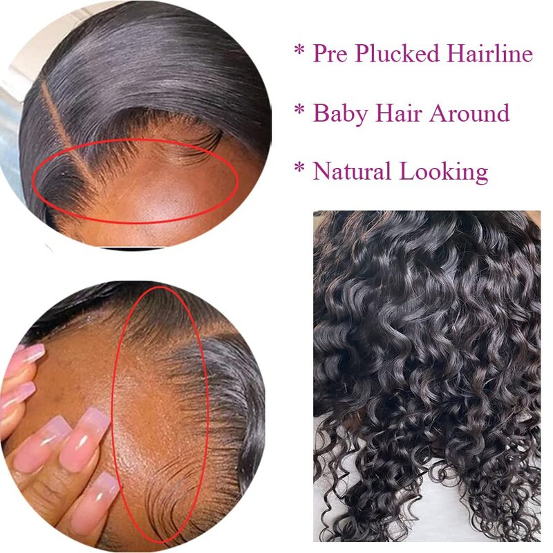 ALIRAIN-Peluca de cabello humano rizado para mujer, postizo de encaje frontal HD de onda profunda suelta, 13x6, transparente, 4x4, 36 pulgadas, 250%