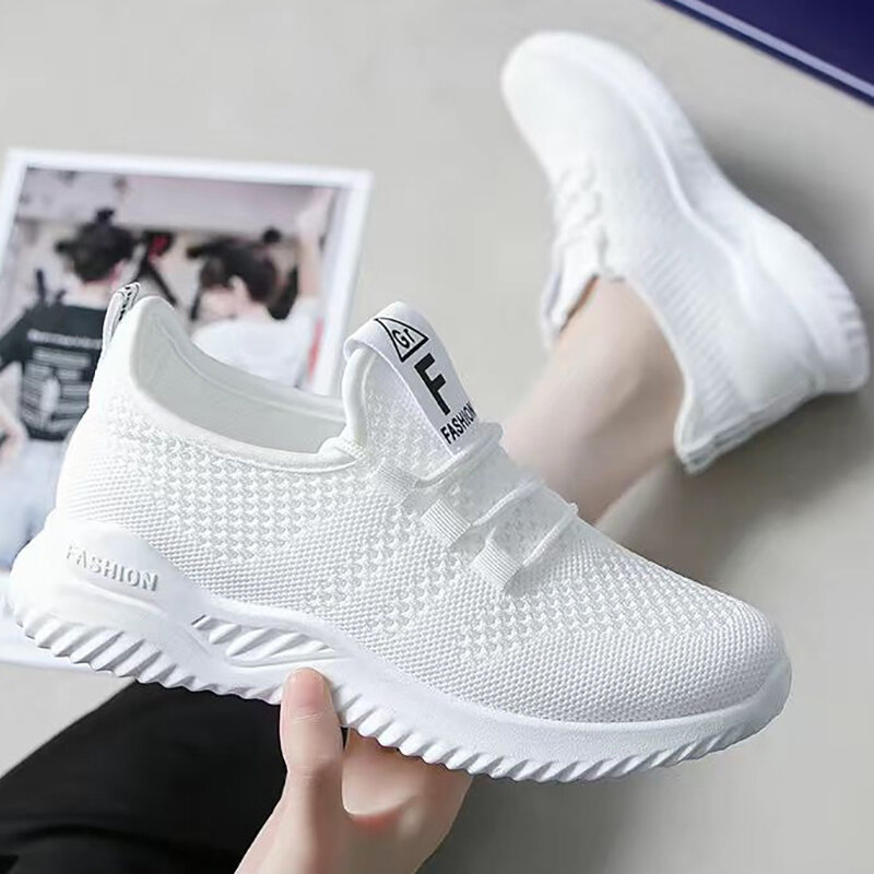 Sepatu Wanita Sneakers Jaring Siswa Perempuan 2021 Musim Semi Musim Panas Sepatu Lari Modis Baru Sepatu Putih Sepatu Jaring Antilembap