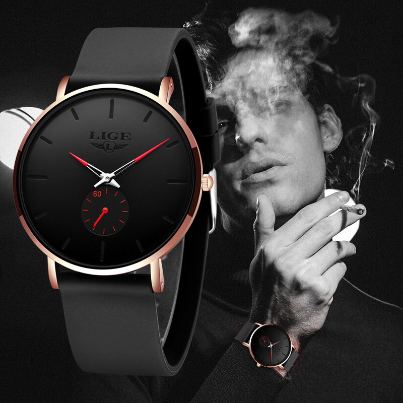 Nowe modne zegarki męskie najwyższej marki luksusowe sportowe wodoodporne proste Ultra-cienkie zegarki męskie zegar kwarcowy + pudełko