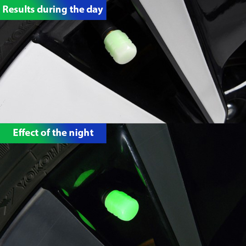Universal Luminous Tyre Valve Cap Car Motorcycle Tire Hub Nozzle Fuorescent Green Decor Dust-proof Cover Glow Caps