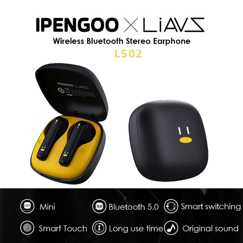 IPENGOO & LIAVS LS02 Stereo TWS True Wireless EarPhone Bluetooth Headset 17.5 Hour Standby Sport Headphone Game Earbuds with Mic