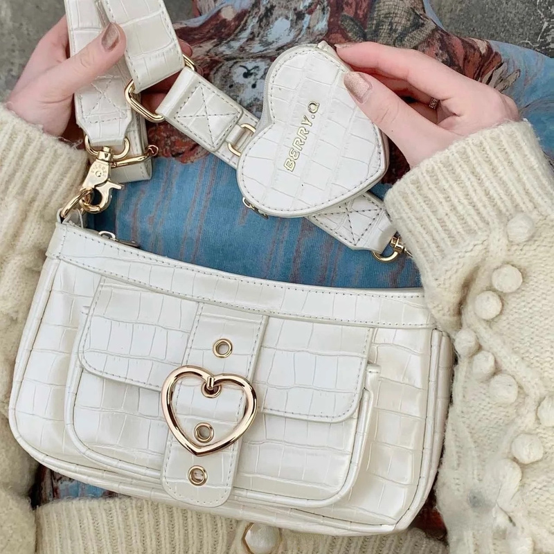 2022 mode Kawaii Lolita Schulter Tasche Frauen PU Leder Candy Farbe Süße Nette Umhängetasche Mit Geldbörse Handtaschen Brieftasche