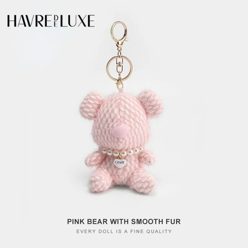 Pendentif de sac à main en forme d'ours tricoté, porte-clés haut de gamme, figurine poupée, accessoires havredeluxe