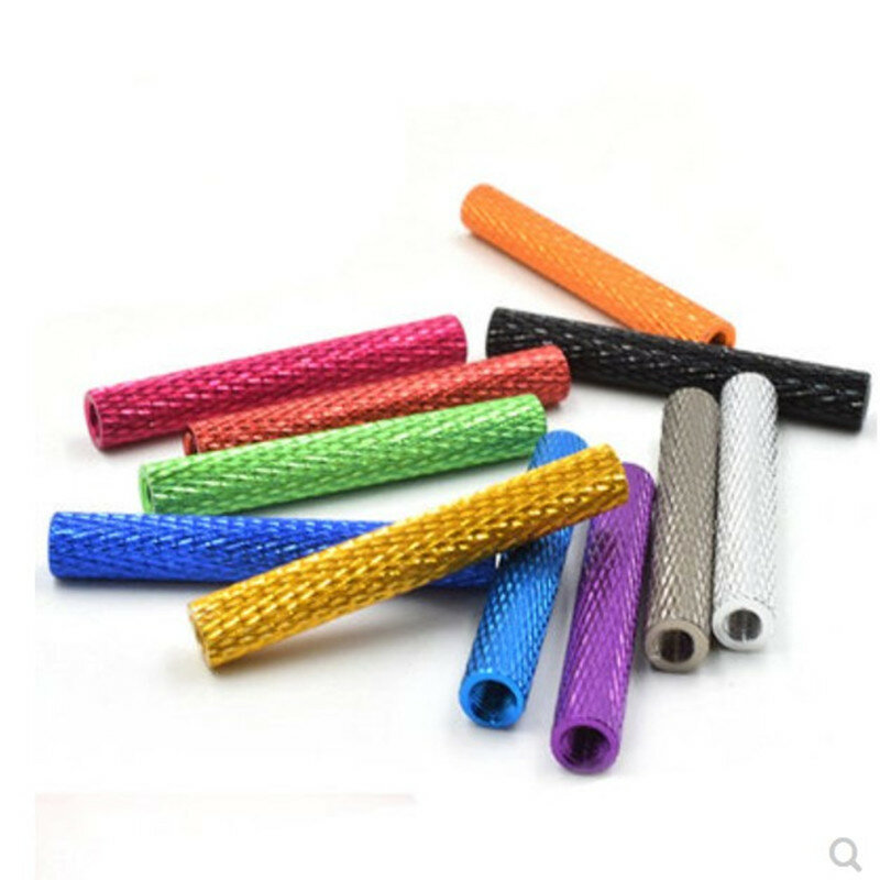 10pcs/lot knurled aluminum standoff  M3 3mm colourful aluminum spacer length 6mm to 50mm