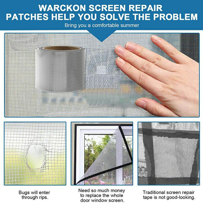 Anti-Easy ตาข่ายสำหรับซ่อมหน้าต่างซ่อมริบบิ้น Broken Hole แพทช์กันน้ำ Self-Adhesive ตาข่ายเครื่องมือ