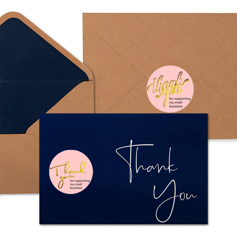 Pegatinas de papelería de agradecimiento, lámina de oro rosa para apoyar a mi pequeño negocio, tarjetas de sobre de regalo, etiquetas de sellado de decoración, 100-500 piezas