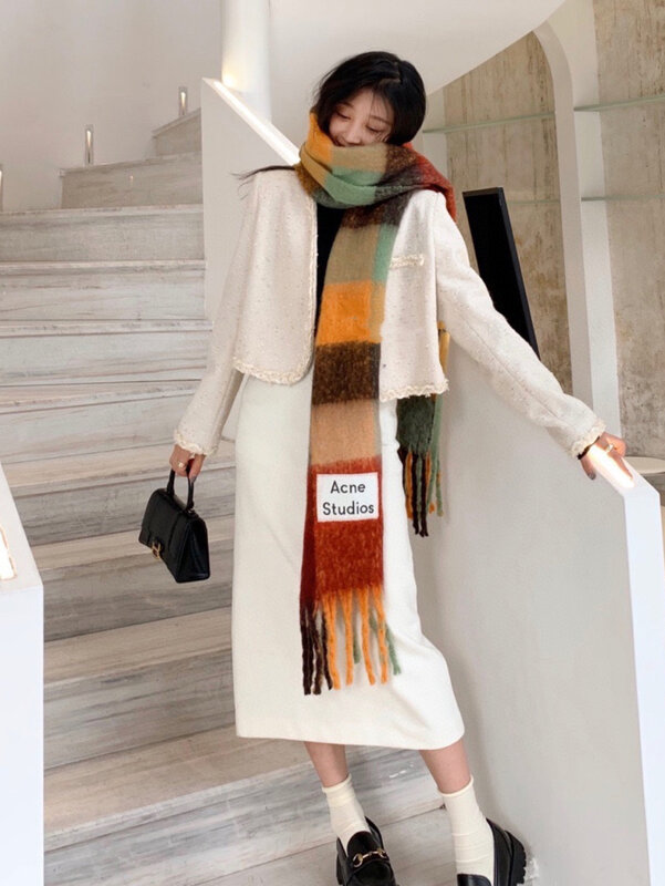 신제품 고품질 여드름 스튜디오 가을/겨울 남성 여성 스카프, 패션 AC 따뜻한 담요, 컬러풀한 격자 무늬 부드러운 목도리 랩 스카프