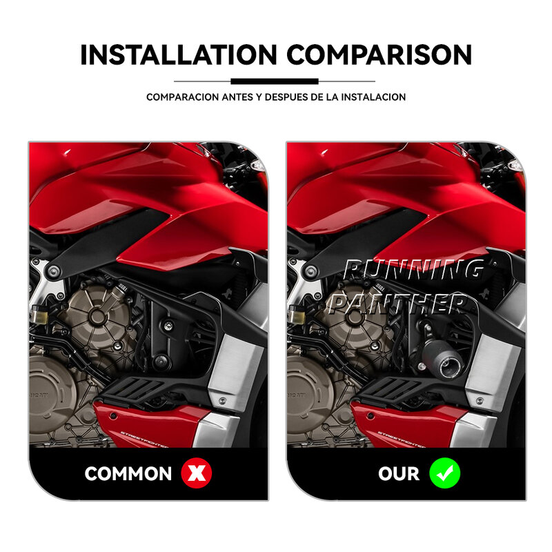 เครื่องยนต์มอเตอร์ไซค์ป้องกัน Crash กรอบสไลด์ Falling Crash Protector ชุดตะแกรงสำหรับ Ducati Streetfighter V4 V4S 2020 2021 2022